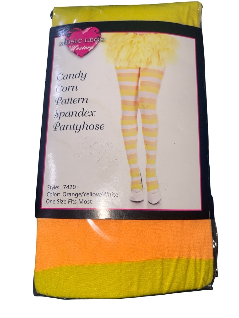 Music Legs Candy Corn Striped Spandex Pantyhose Halloween Costume Tights